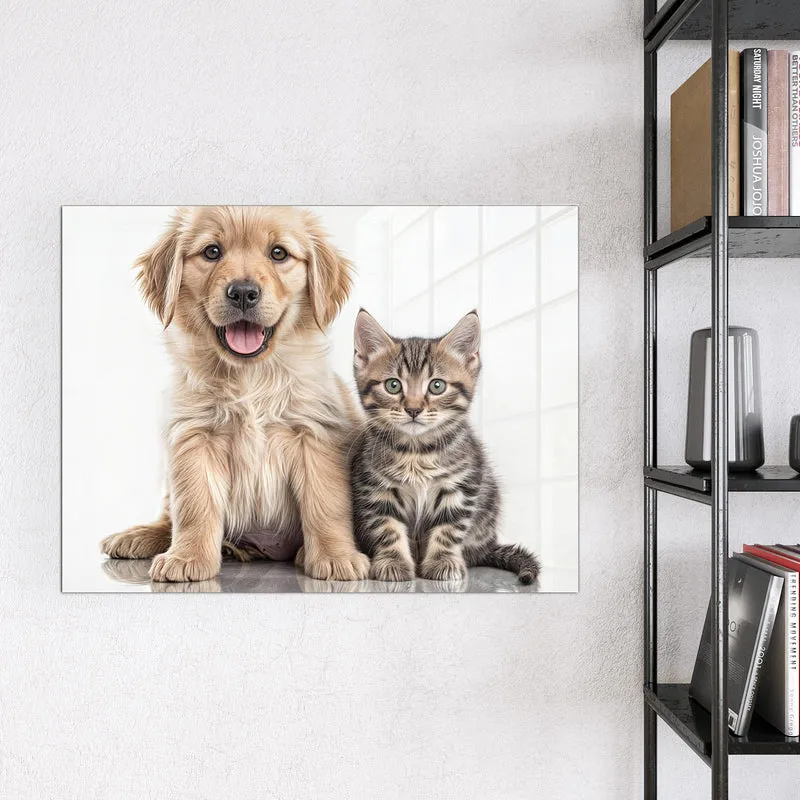 Magnettafel - Retriever und Kätzchen