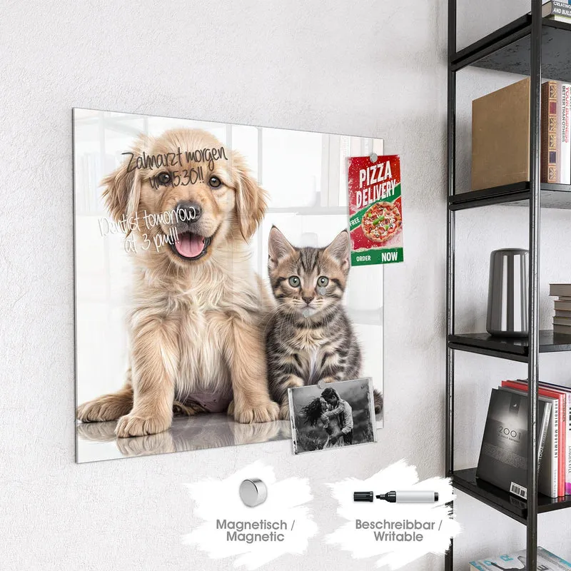 Magnettafel - Retriever und Kätzchen