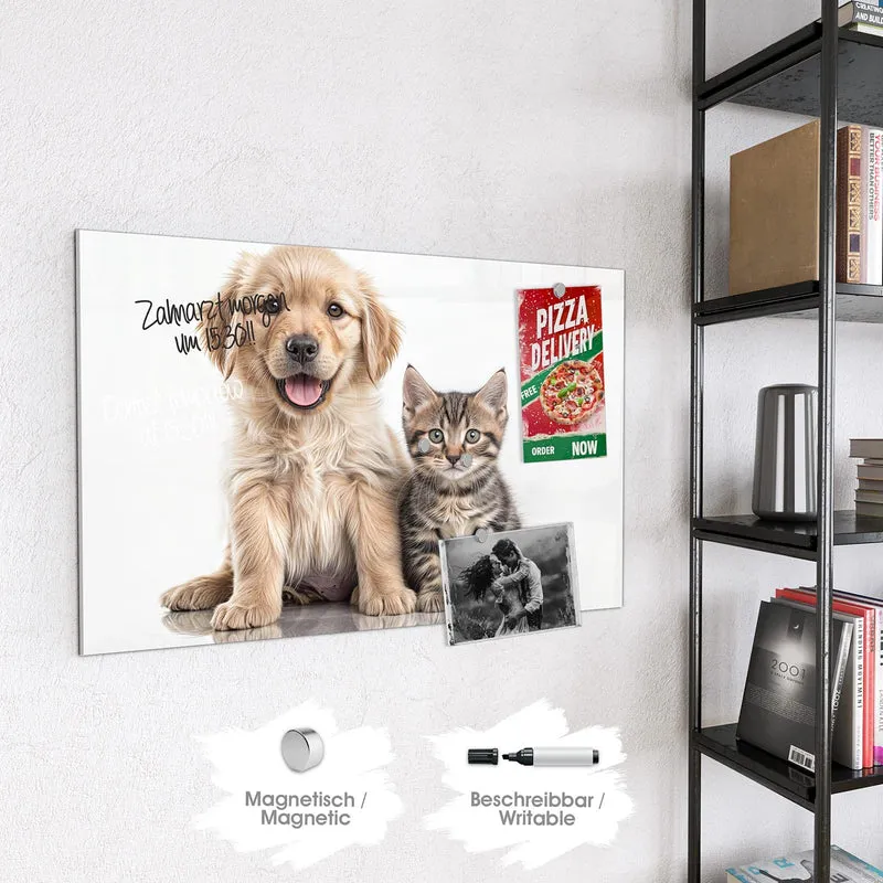 Magnettafel - Retriever und Kätzchen