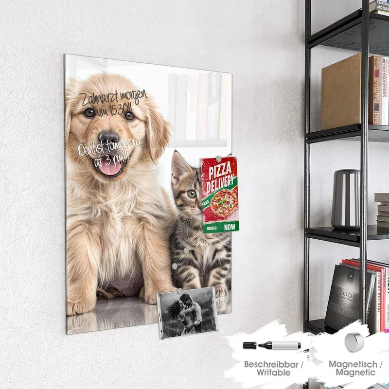 Magnettafel - Retriever und Kätzchen