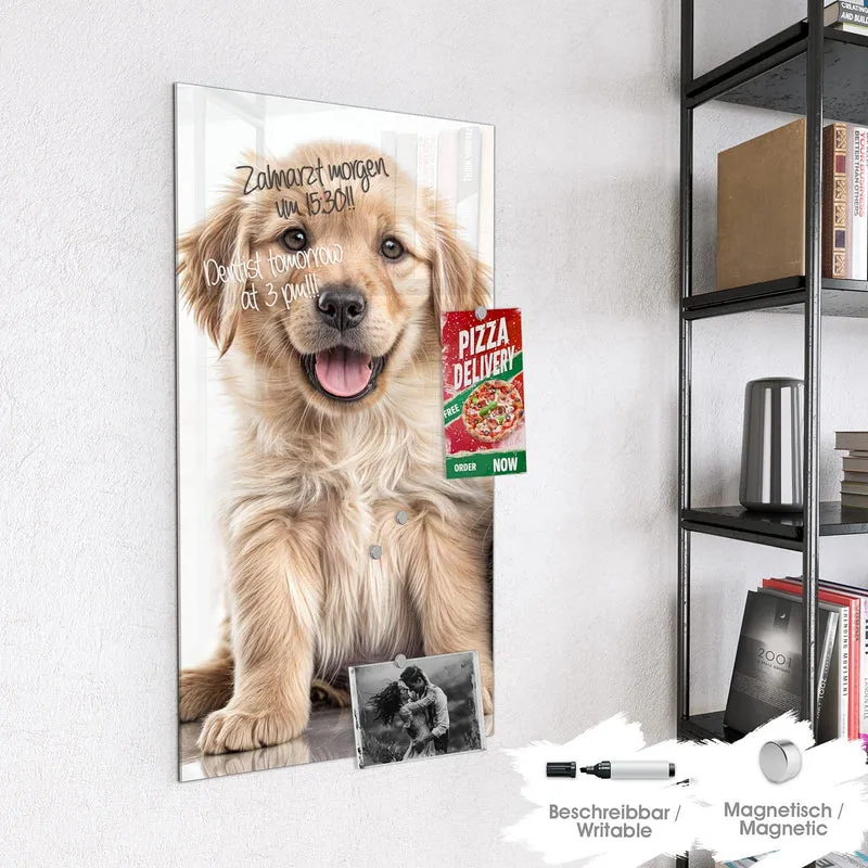 Magnettafel - Retriever und Kätzchen