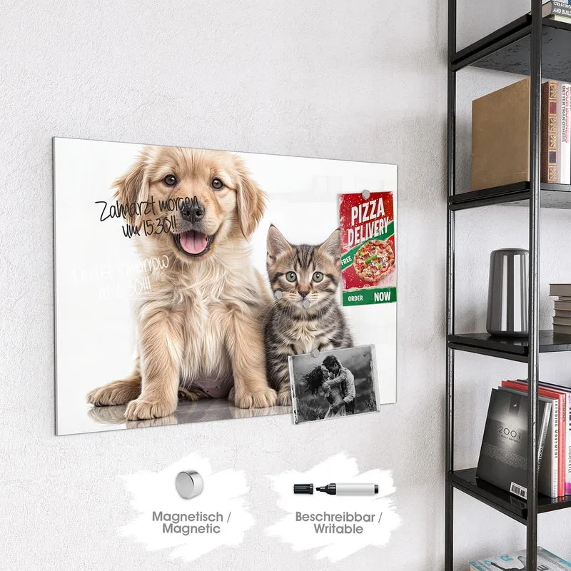 Magnettafel - Retriever und Kätzchen