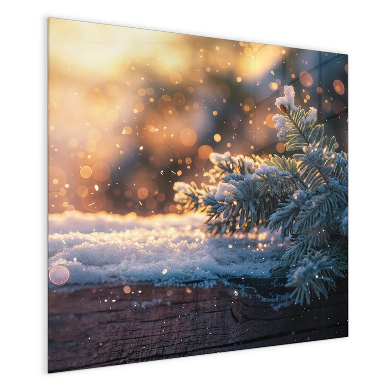 Magnettafel - Tannenzweig im Goldlicht
