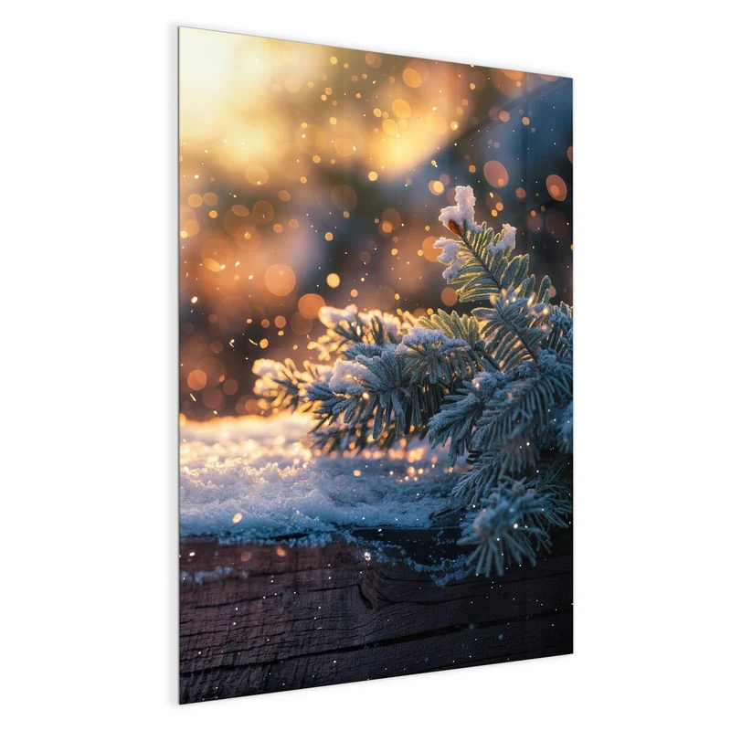 Magnettafel - Tannenzweig im Goldlicht