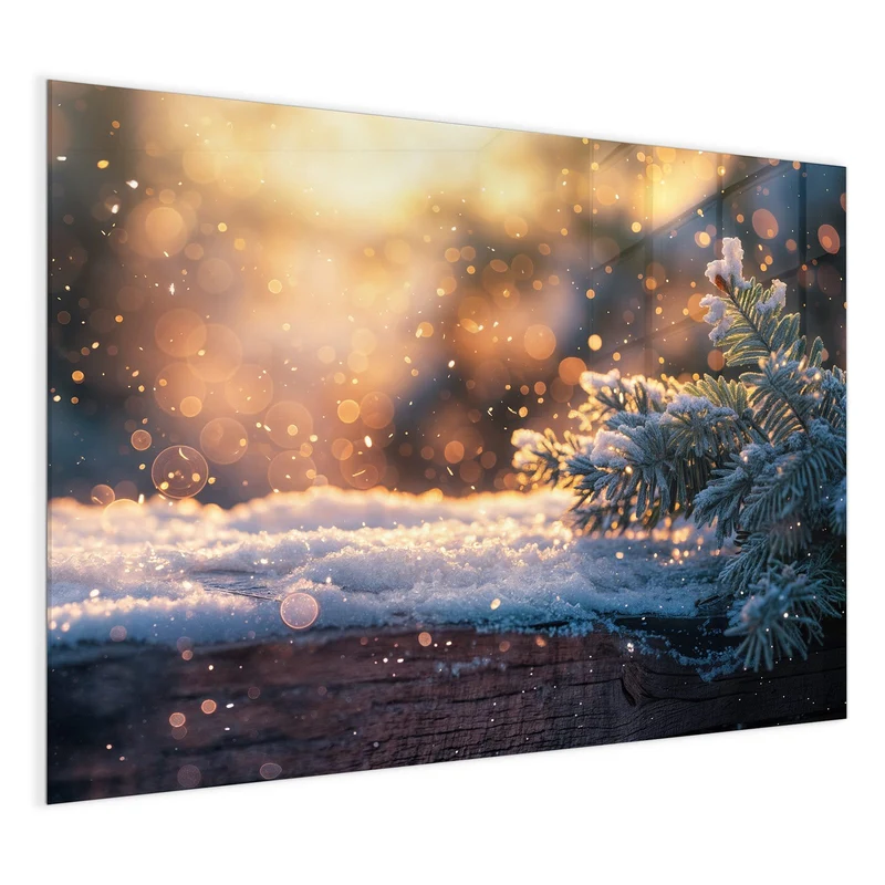 Magnettafel - Tannenzweig im Goldlicht