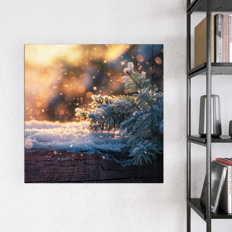 Magnettafel - Tannenzweig im Goldlicht