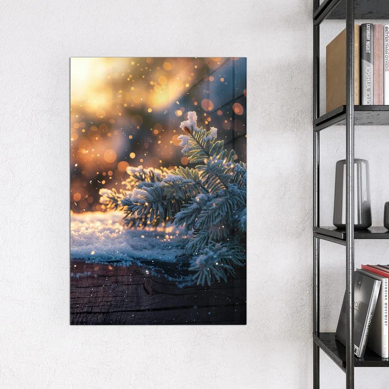 Magnettafel - Tannenzweig im Goldlicht