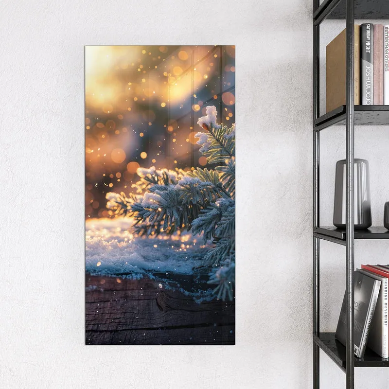 Magnettafel - Tannenzweig im Goldlicht