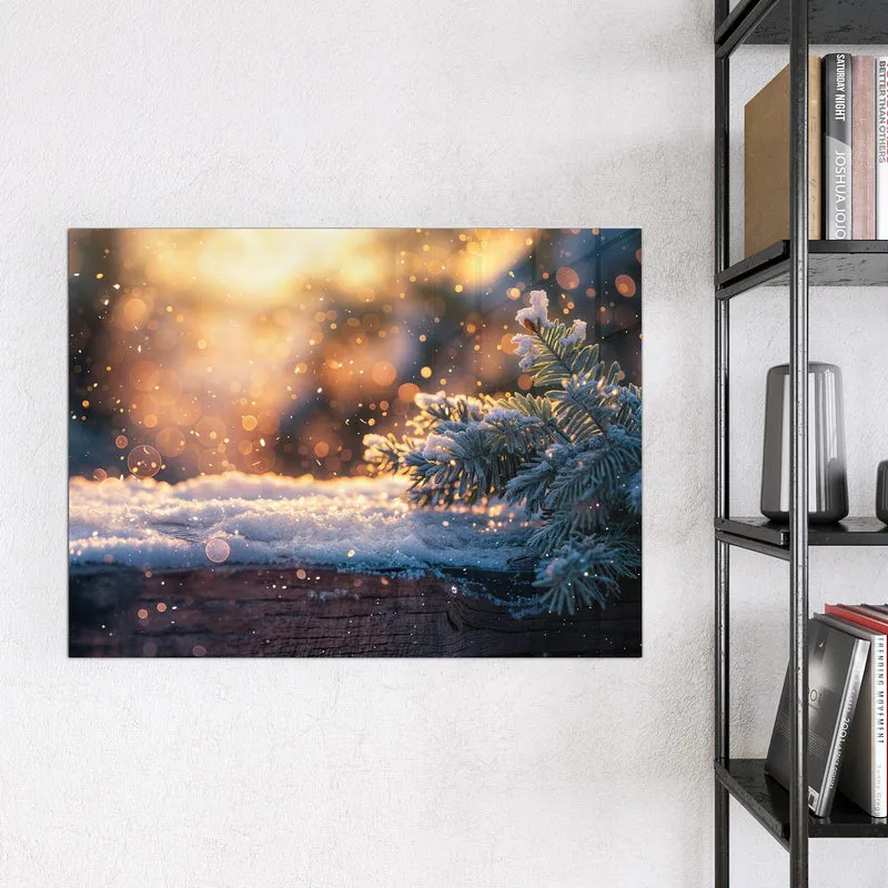 Magnettafel - Tannenzweig im Goldlicht