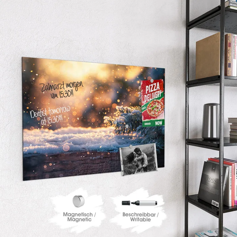 Magnettafel - Tannenzweig im Goldlicht