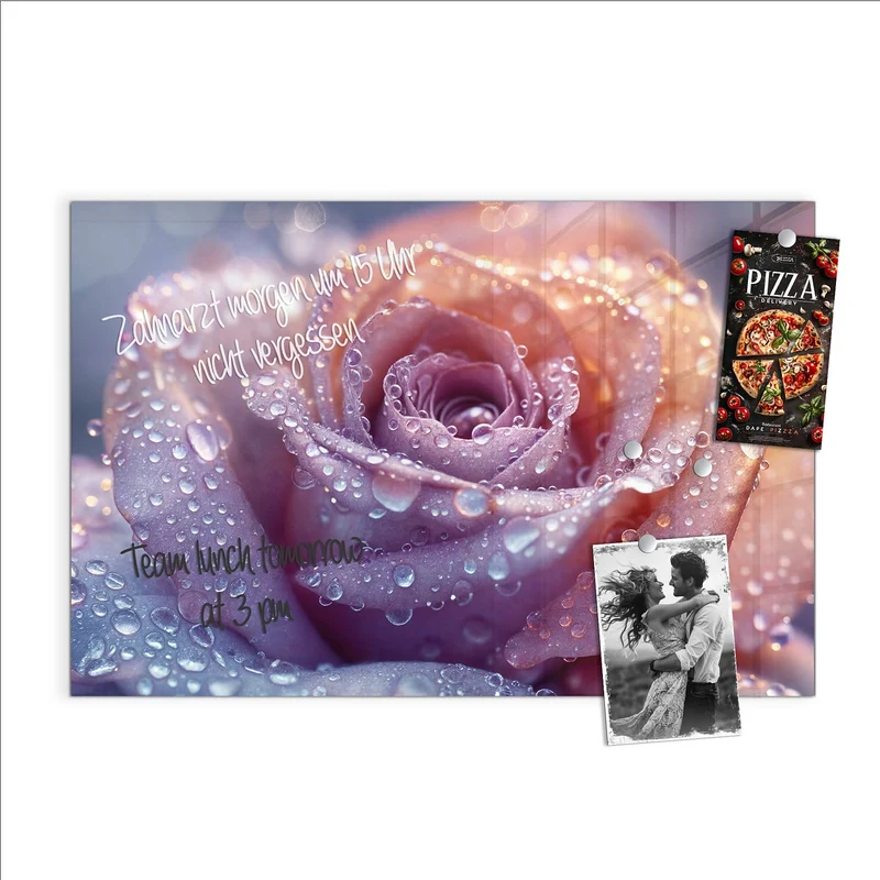 Magnettafel - Lila Rose im Tau