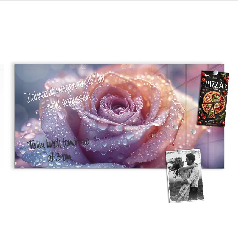 Magnettafel - Lila Rose im Tau