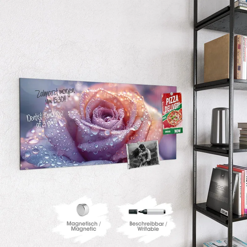 Magnettafel - Lila Rose im Tau