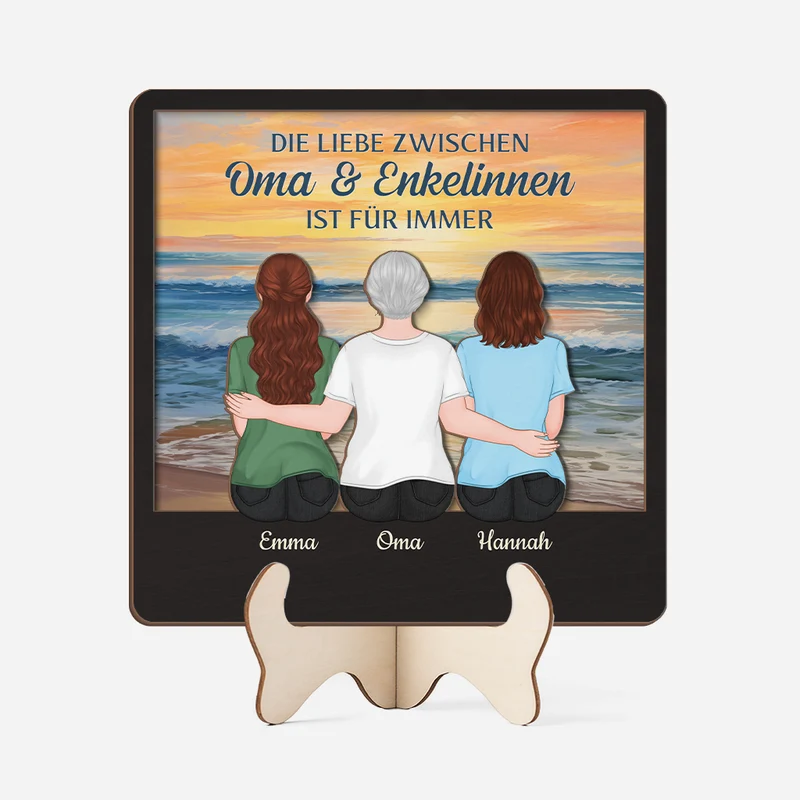 Die Liebe Zwischen ... & ... Ist Für Immer - Personalisiertes Geschenk | Holztafel für Omas/Mamas