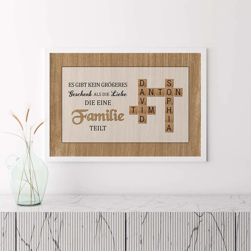 Es Gibt Kein Größeres Geschenk Als Die Liebe Die Eine Familie Teilt Kreuzworträtsel - Personalisiertes Geschenk | Poster für die Familie