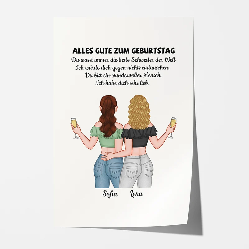 Alles Gute Zum Geburtstag An Meiner Schwester - Personalisierte Geschenke | Poster für Schwester