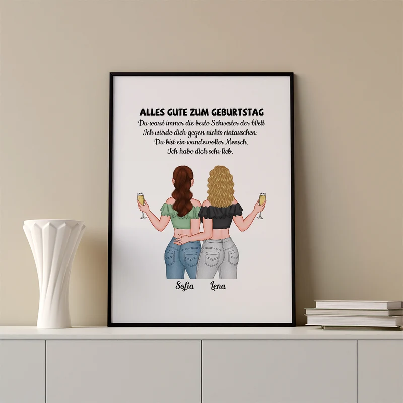 Alles Gute Zum Geburtstag An Meiner Schwester - Personalisierte Geschenke | Poster für Schwester
