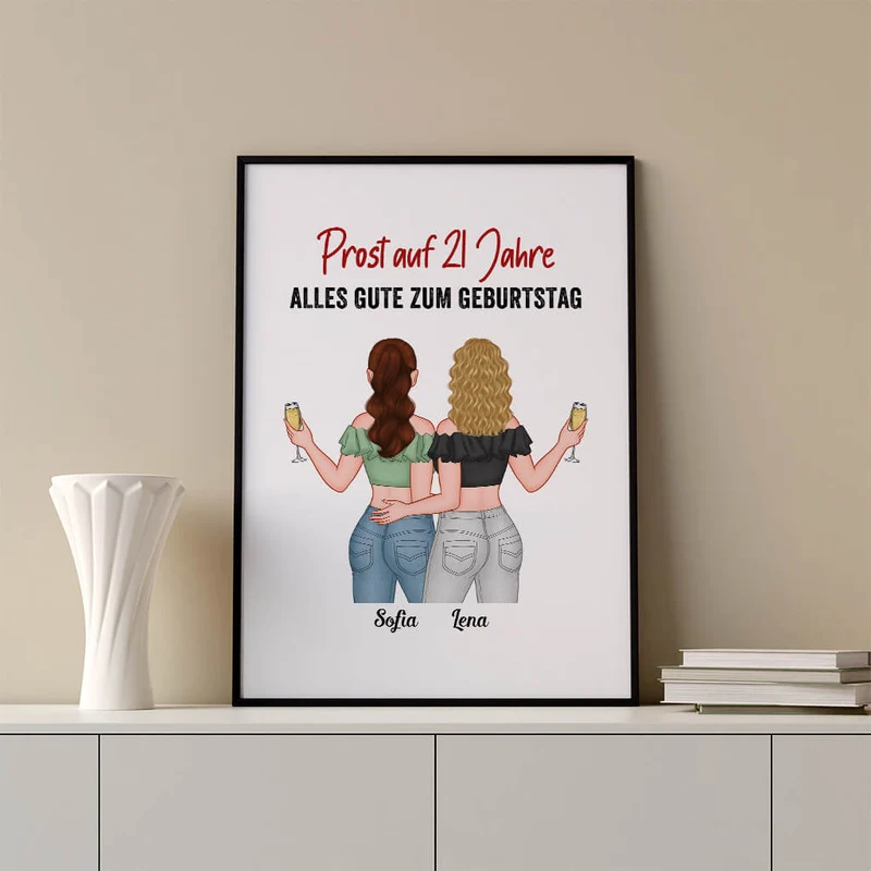 Prost Auf 25. Geburtstag - Personalisierte Geschenke | Poster für Beste Freundin