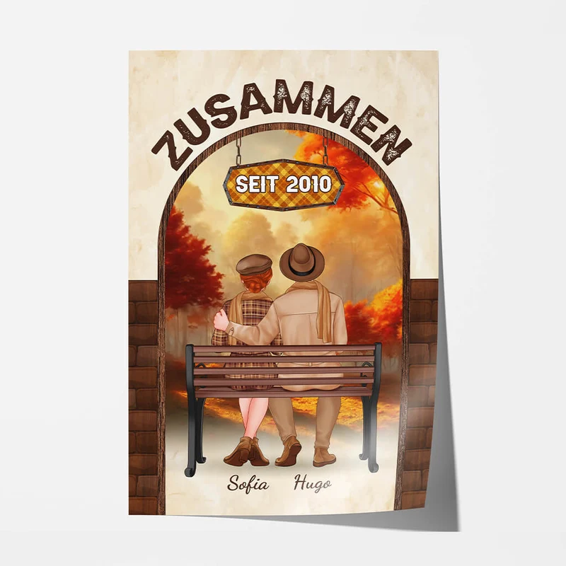 Personalisiertes Zusammen Seit Park Herbst Poster