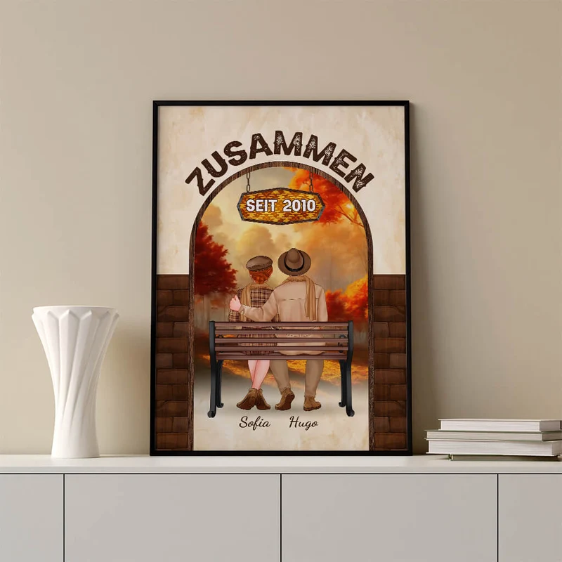 Personalisiertes Zusammen Seit Park Herbst Poster