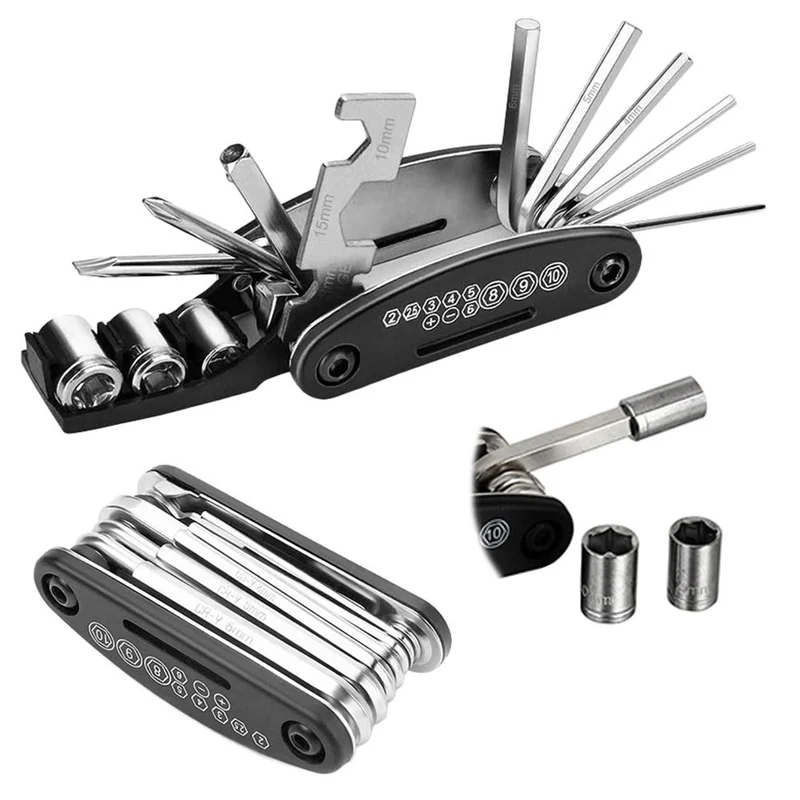 Multitool Fahrrad Werkzeug Multifunktionswerkzeug Reparatur Set Kit MTB 16 in 1