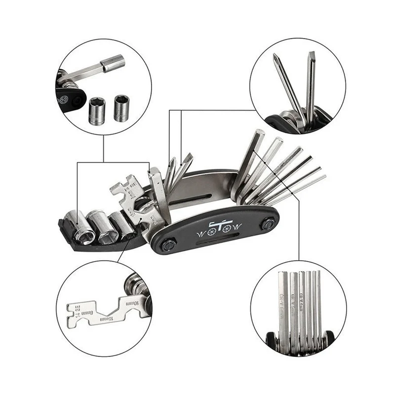 Multitool Fahrrad Werkzeug Multifunktionswerkzeug Reparatur Set Kit MTB 16 in 1